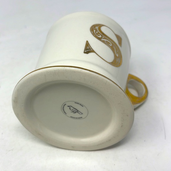 Anthropologie Monogram Initial S White and Gold Ceramic Mug - Picture 4 of 6